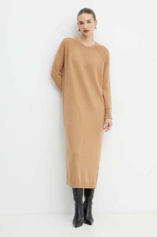 Volnena obleka Liu Jo Oversize rjava WF4533.MS009