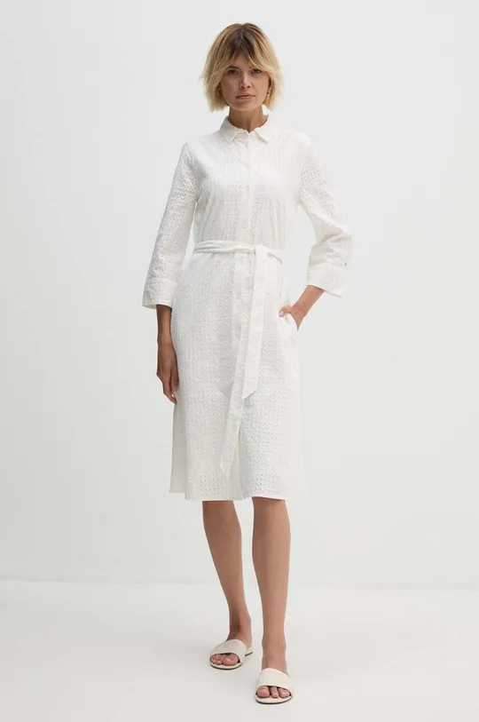 bijela Pamučna haljina Tommy Hilfiger Ženski