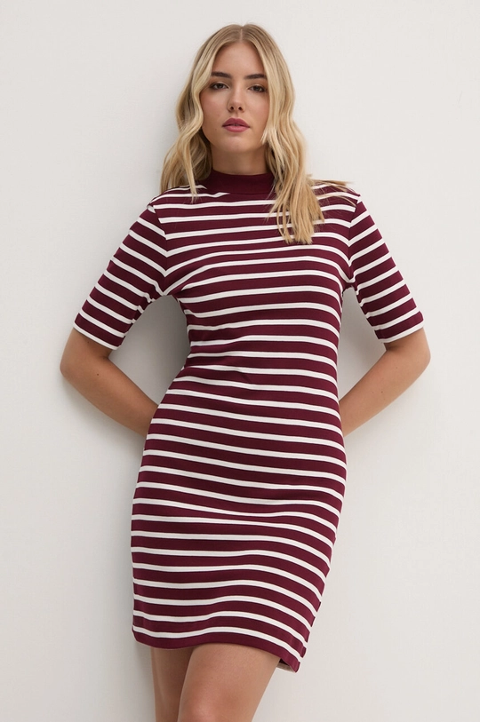 Tommy Hilfiger rochie din bumbac mini burgundia WW0WW42918