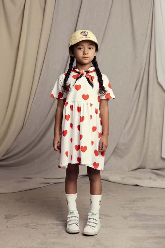 білий Дитяча бавовняна сукня Mini Rodini Hearts Для дівчаток