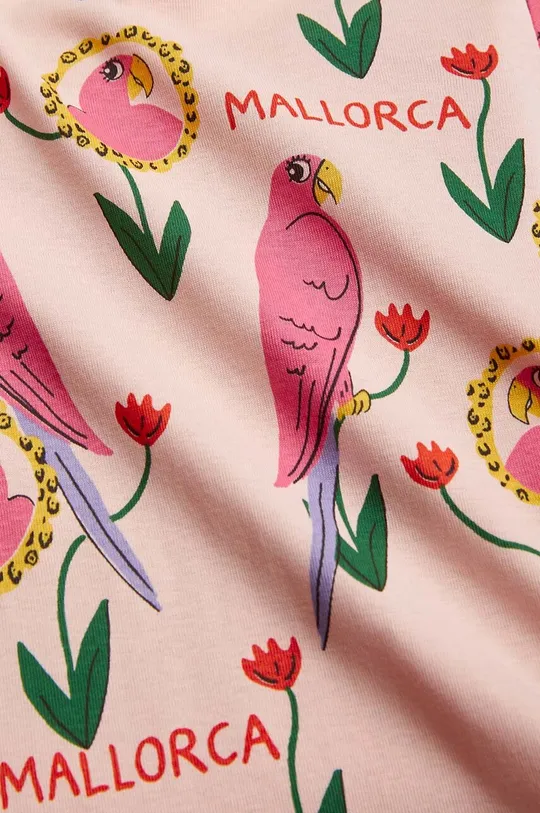 roza Otroška bombažna obleka Mini Rodini Parrots