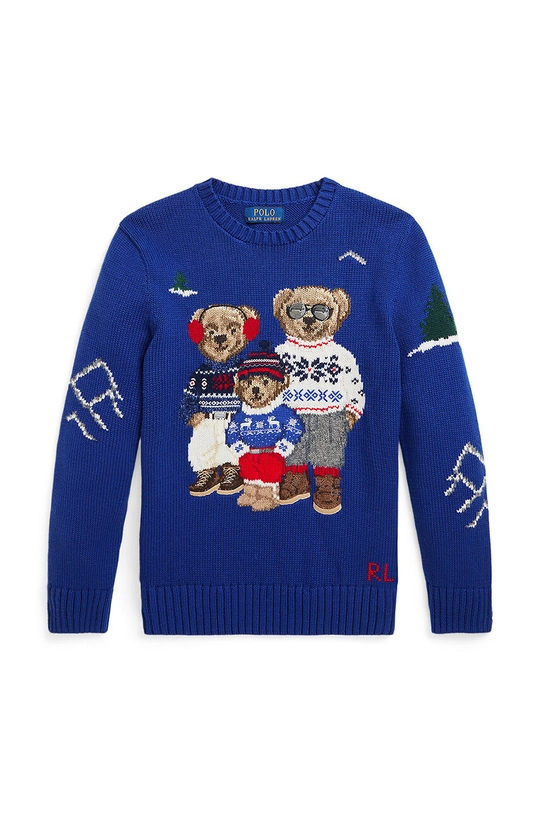 Detský sveter s prímesou vlny Polo Ralph Lauren 323951422001 modrá AW24