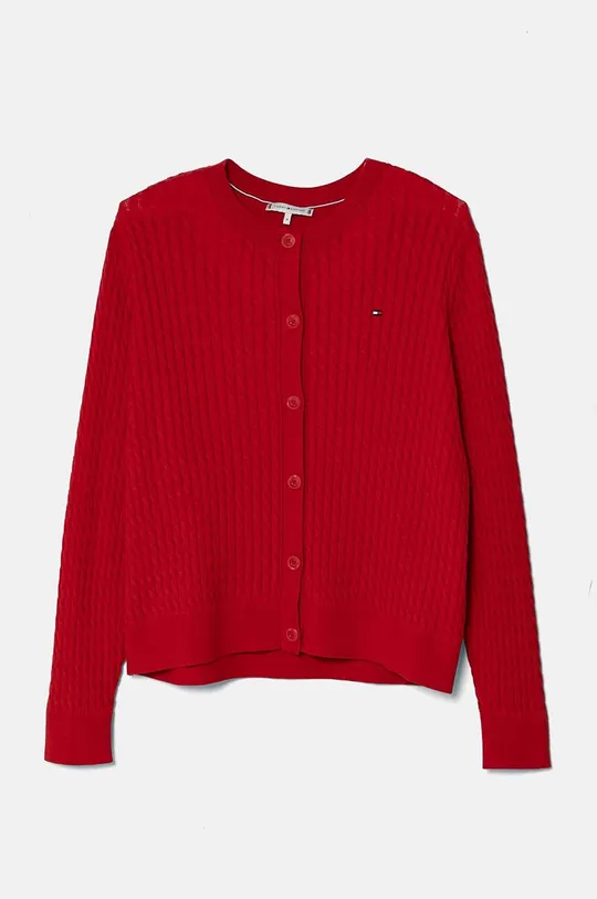 Tommy Hilfiger cardigan in cotone a maglia fine rosso WW0WW43329