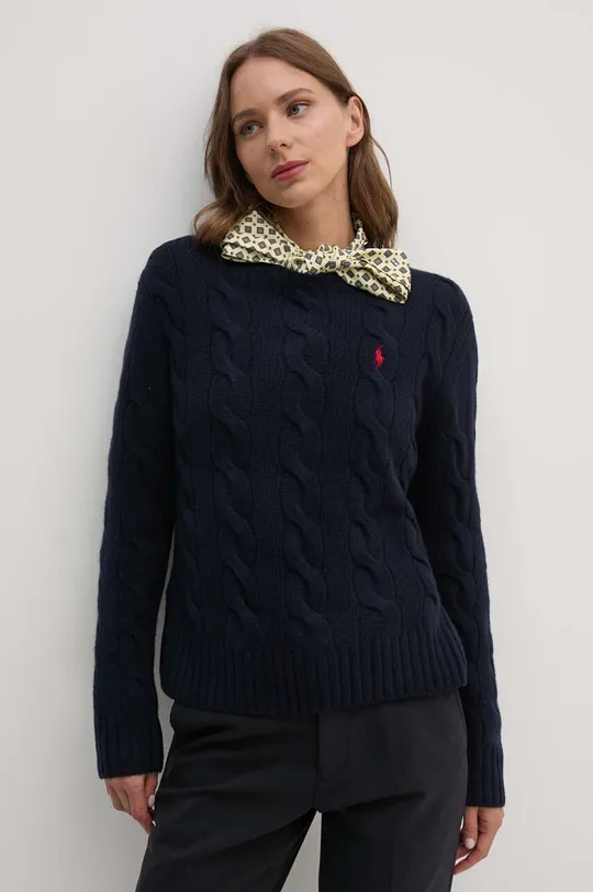 Шерстяной свитер Polo Ralph Lauren тёмно-синий 211926543