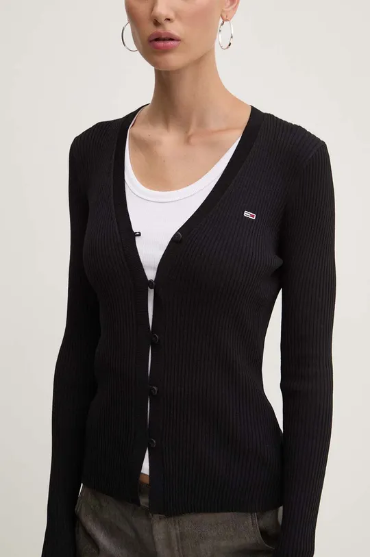 Tommy Jeans cardigan subtiri negru DW0DW18517