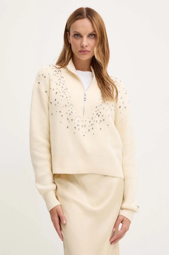 Pinko sweter z domieszką wełny beżowy 104324.A27A