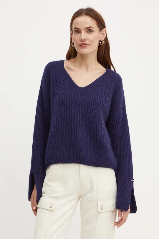 Pinko sweter z domieszką wełny szpic granatowy 104492.A282