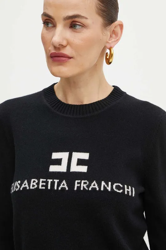 Шерстяной свитер Elisabetta Franchi чёрный MK64S46E2