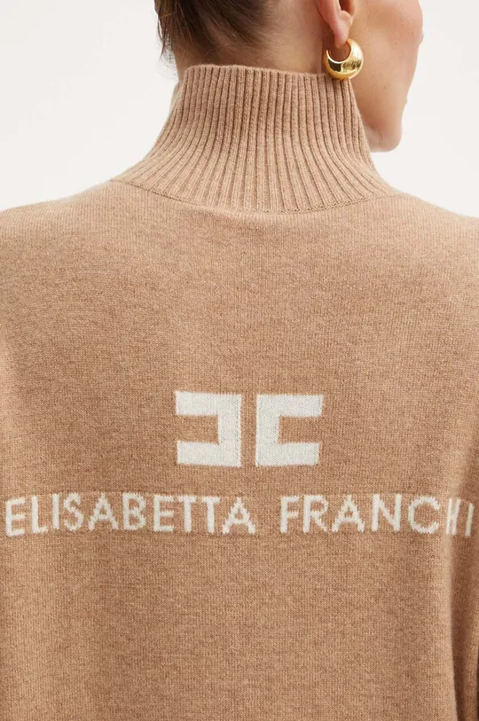 Шерстяной свитер Elisabetta Franchi MK65S46E2 бежевый
