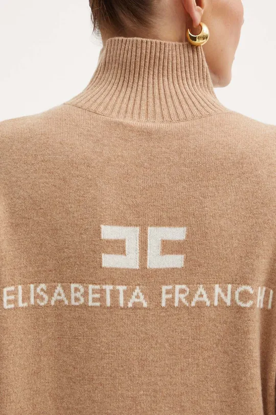 Elisabetta Franchi sweter wełniany MK65S46E2 beżowy