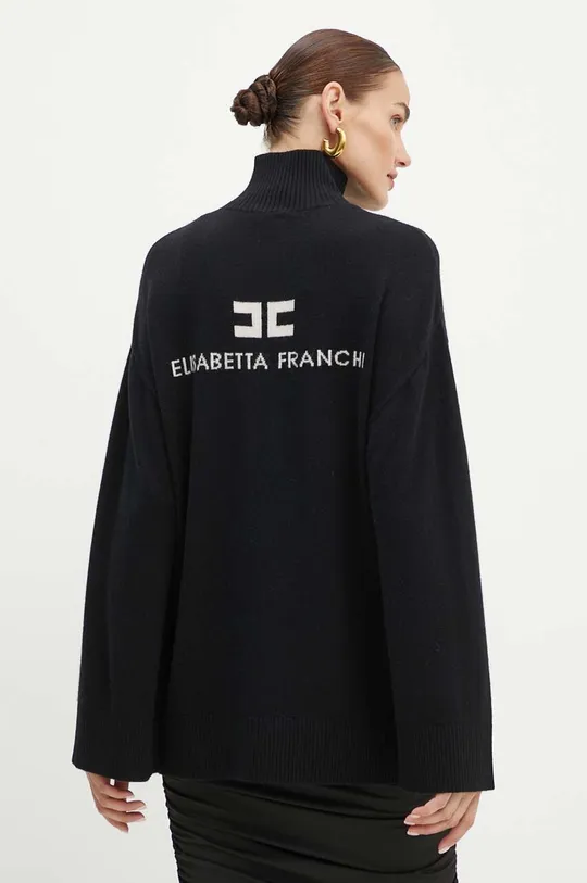 Вовняний светр Elisabetta Franchi тонкий чорний MK65S46E2