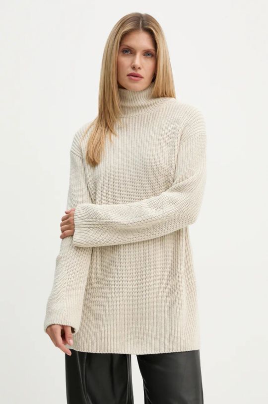 Marc O'Polo sweter bawełniany półgolf beżowy 409605960475