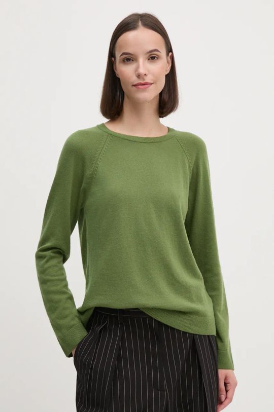 United Colors of Benetton sweter z domieszką wełny okrągły zielony 1035D1P17