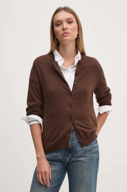 United Colors of Benetton cardigan con aggiunta di lana misto lana marrone 1035D5012