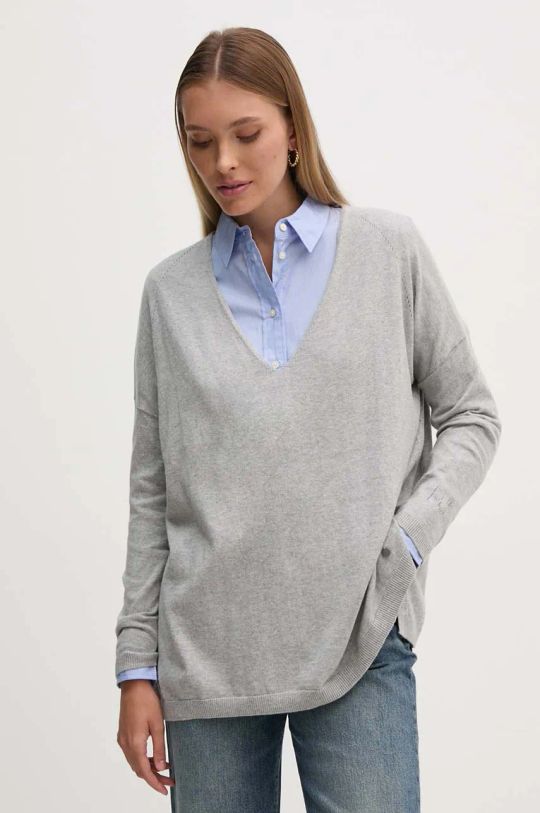 Pepe Jeans maglione in misto lana ISELA V-NECK melange grigio PL702220