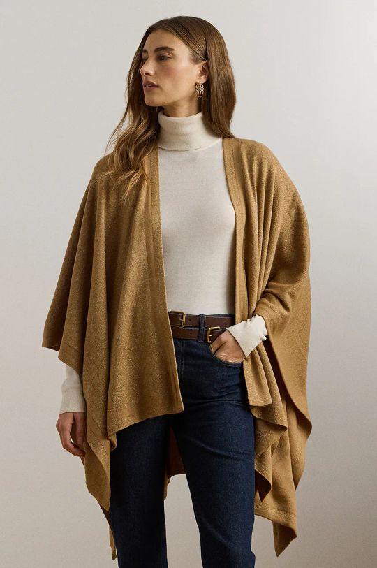 Lauren Ralph Lauren poncho con aggiunta di lana misto lana beige 454960146