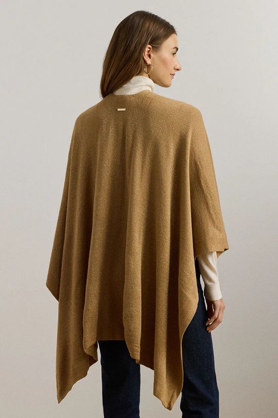 Lauren Ralph Lauren poncho z domieszką wełny 454960146 beżowy AW24