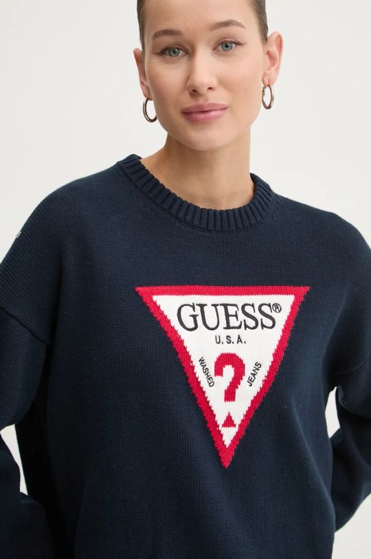 Βαμβακερό πουλόβερ Guess Jeans σκούρο μπλε W4BR12.Z3HM1