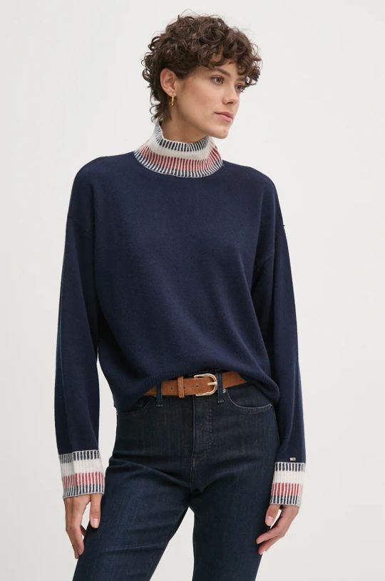 Tommy Hilfiger sweter wełniany wełna granatowy WW0WW43239