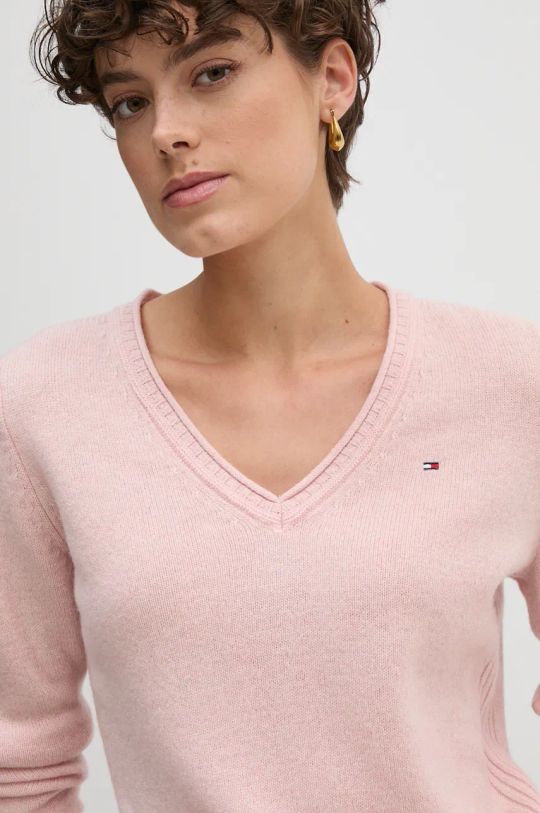 Tommy Hilfiger maglione in lana rosa WW0WW43505