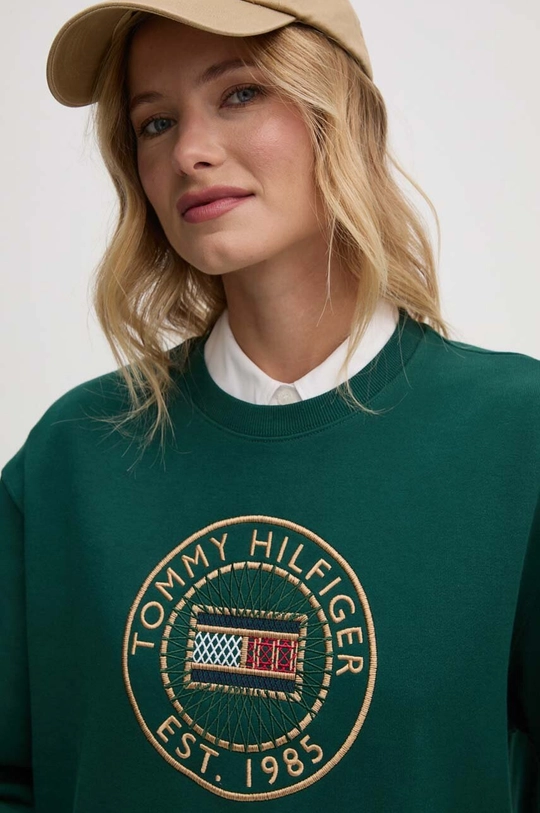 Βαμβακερή μπλούζα Tommy Hilfiger πράσινο WW0WW42891