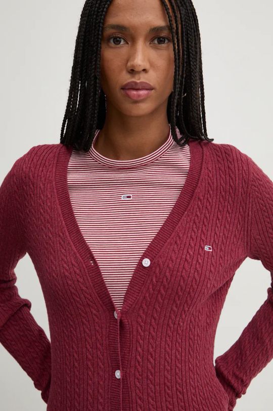 Tommy Jeans cardigan burgundia DW0DW18682