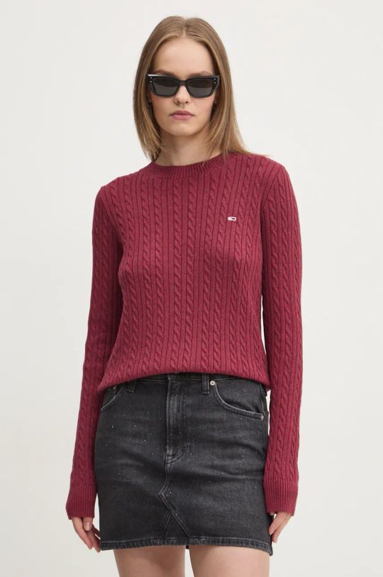 Tommy Jeans sweter bawełniany bawełna bordowy DW0DW18683