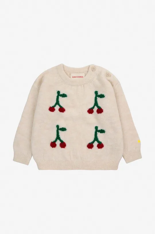 Дитячий светр з домішкою вовни Bobo Choses Cherry з додаванням вовни бежевий 224AB091