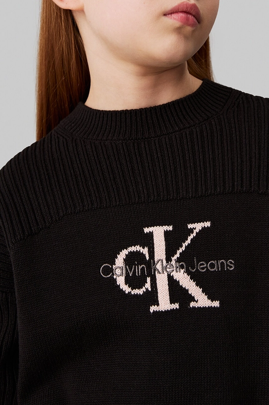 Otroški bombažen pulover Calvin Klein Jeans IG0IG02654.9BYH. črna