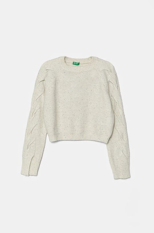 United Colors of Benetton sweter z domieszką wełny dziecięcy aplikacja beżowy 15V8C107D.G.Seasonal