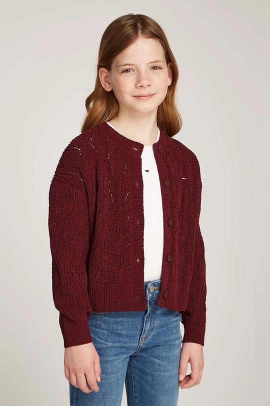 Tommy Hilfiger cardigan per bambini medio spessore granata KG0KG08154.9BYH.