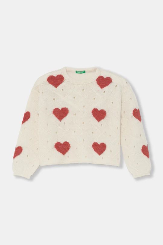 United Colors of Benetton pulover pentru copii din amestec de lana cu modele bej 1076H102A.P.Seasonal