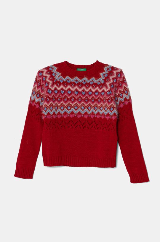 United Colors of Benetton sweter z domieszką wełny dziecięcy z domieszką wełny czerwony 1176Q107K.G.Seasonal