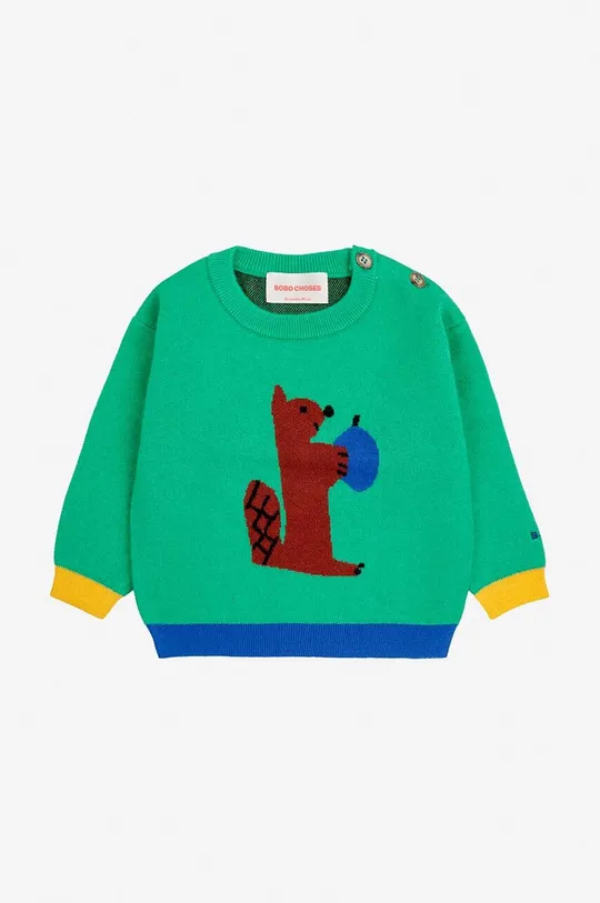 Pulover za dojenčka Bobo Choses Hungry Squirrel 224AB090 zelena AW24