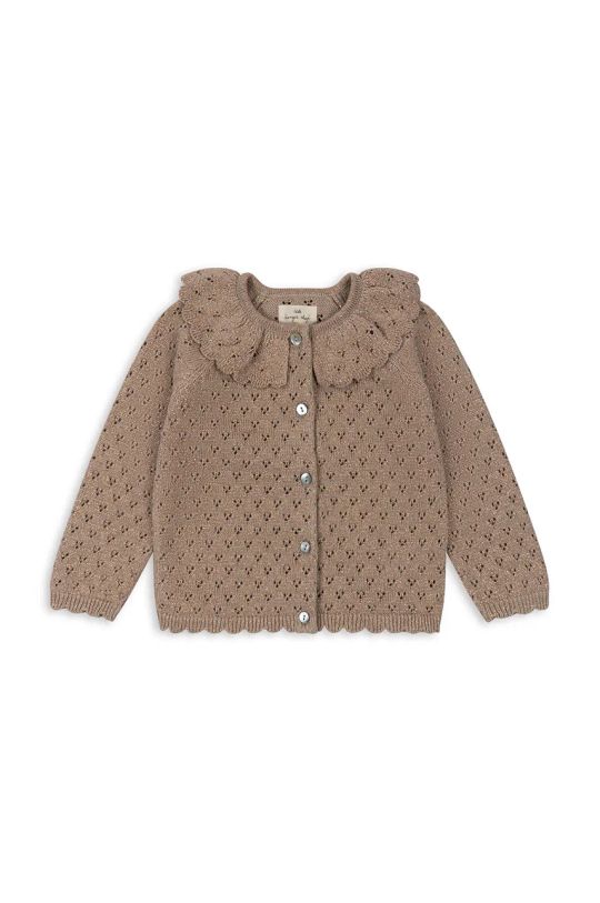 Dětský svetr Konges Sløjd HOLIDAY KNIT CARDIGAN tenká hnědá KS101994