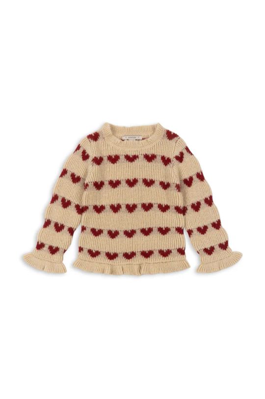 Konges Sløjd maglione in cotone bambini LAULA SWEATER lana beige KS102015