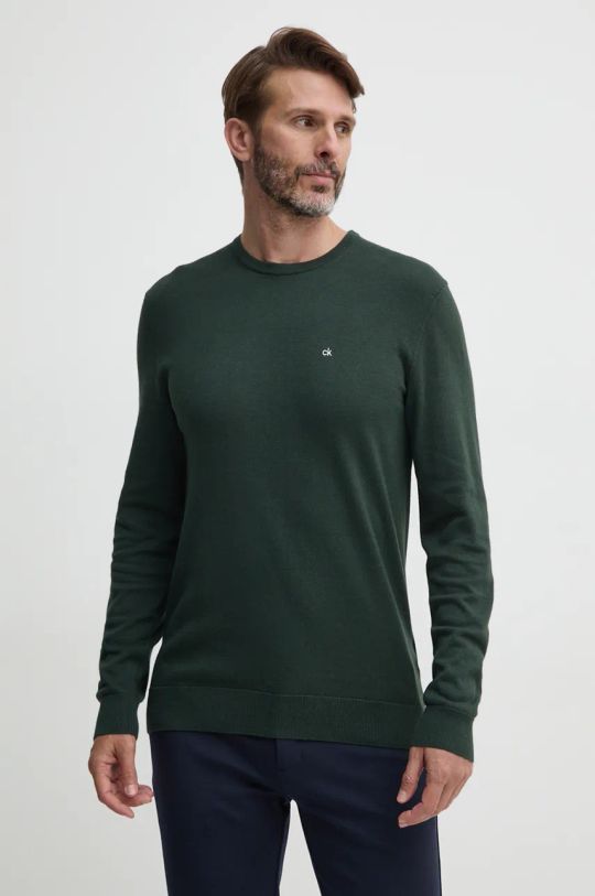 Calvin Klein pulover din amestec de mătase subtiri verde K10K113549