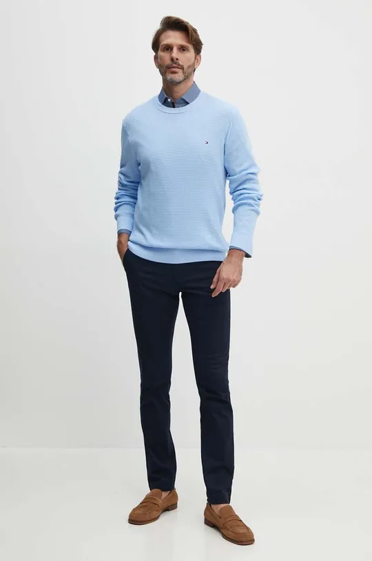 Бавовняний светр Tommy Hilfiger блакитний