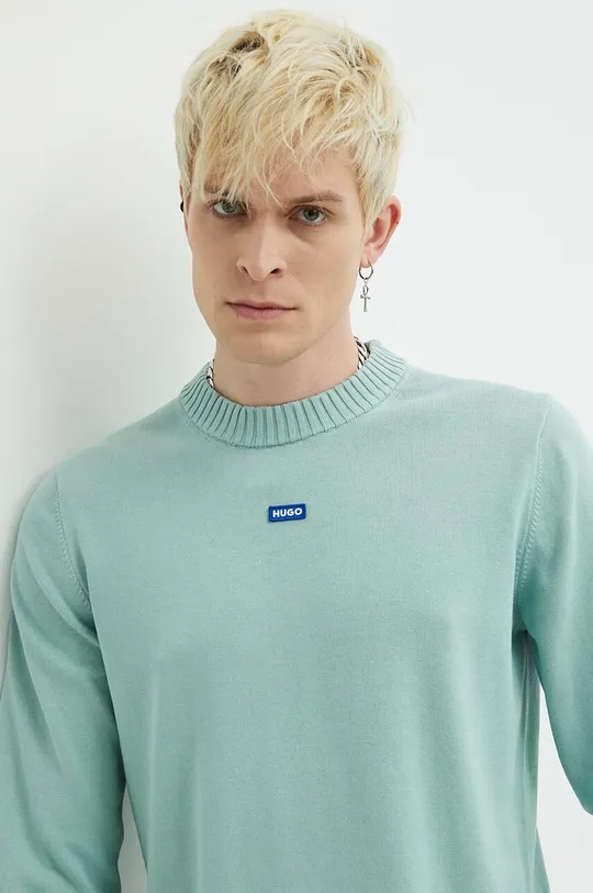 zielony Hugo Blue sweter bawełniany
