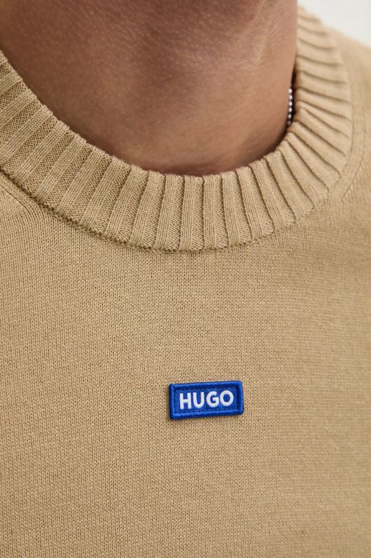 Βαμβακερό πουλόβερ Hugo Blue 50514698 μπεζ