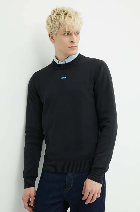 čierna Bavlnený sveter Hugo Blue Pánsky