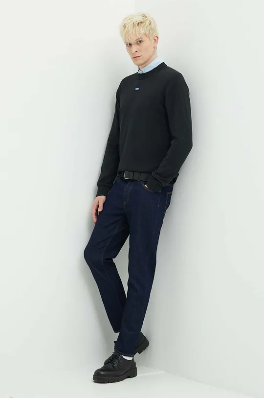 Hugo Blue sweter bawełniany czarny