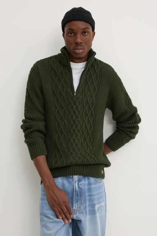 Superdry maglione in misto lana scollo a collo alto verde M6110639A.1DT