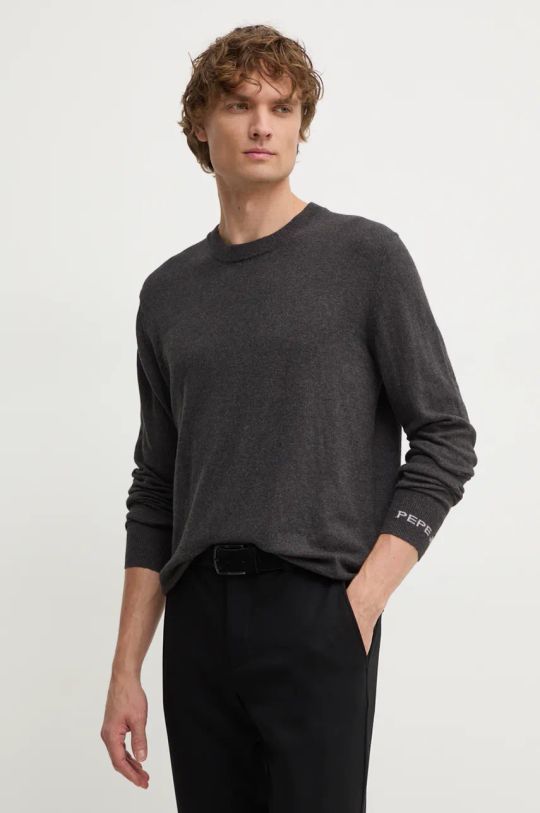 Светр з домішкою вовни Pepe Jeans NEW ANDRE CREW NECK меланж сірий PM702469