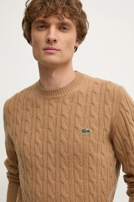 Lacoste sweter wełniany brązowy AH2924