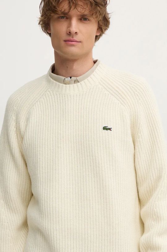 Lacoste sweter wełniany beżowy AH3142