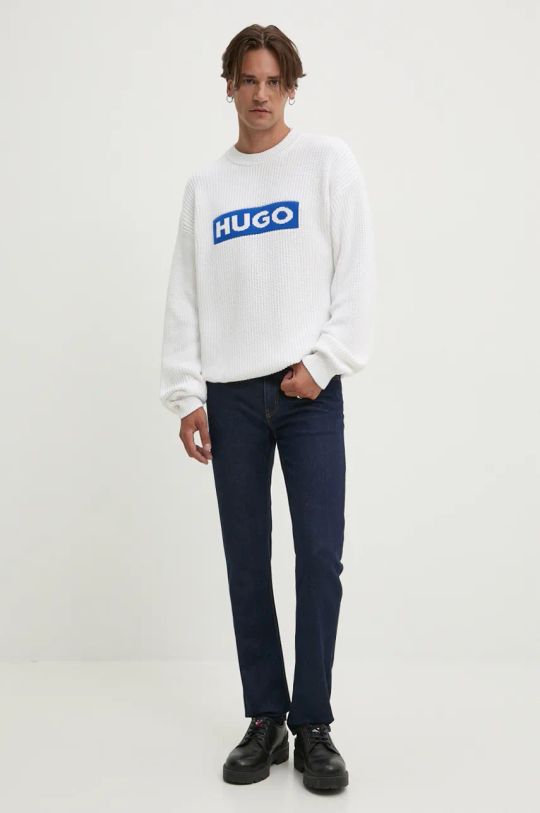 Βαμβακερό πουλόβερ Hugo Blue 50525363 λευκό AW24