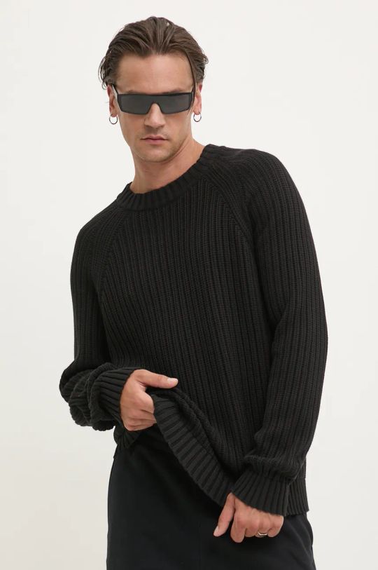 HUGO maglione in cotone medio spessore nero 50527232