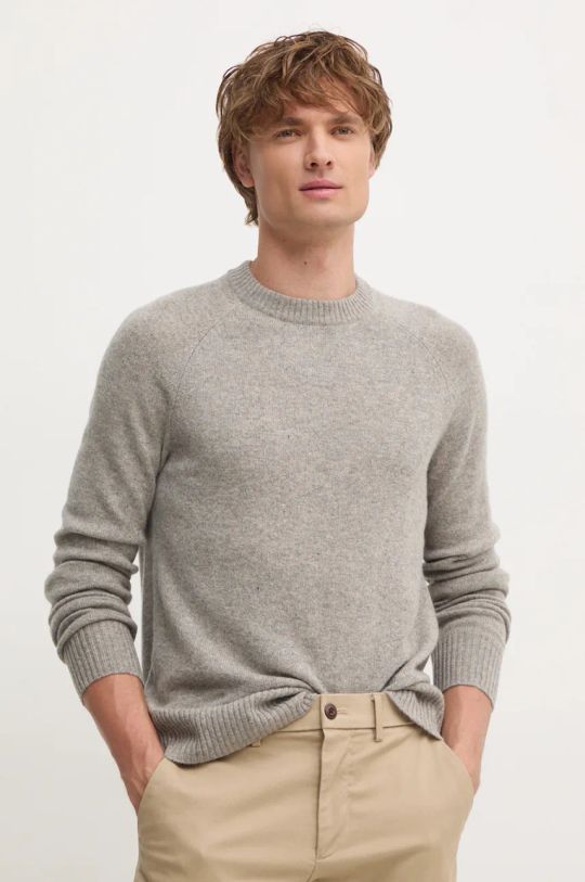 Calvin Klein sweter wełniany okrągły szary K10K113388