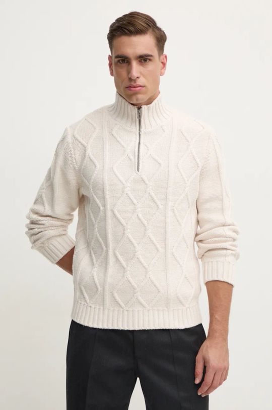 Guess sweter z domieszką wełny zapinany beżowy M4BR49.Z3IN0